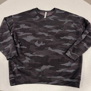 ATHLETA  Studio To Street Crew Neck  Sweatshirt Large Camo #509995  Black Gray.